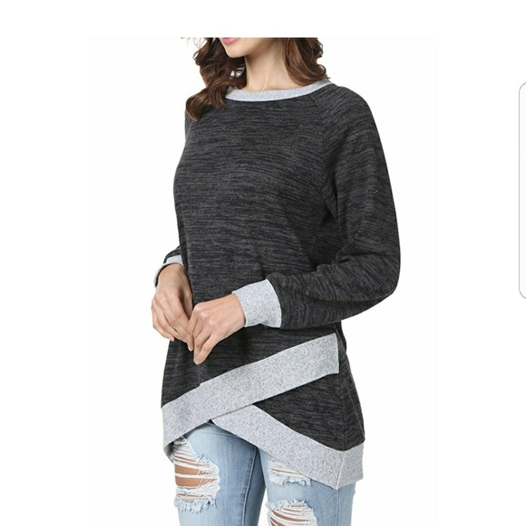 TRIBECA Grey and Charcoal Asymmetrical Sweater - Picture 4 of 4